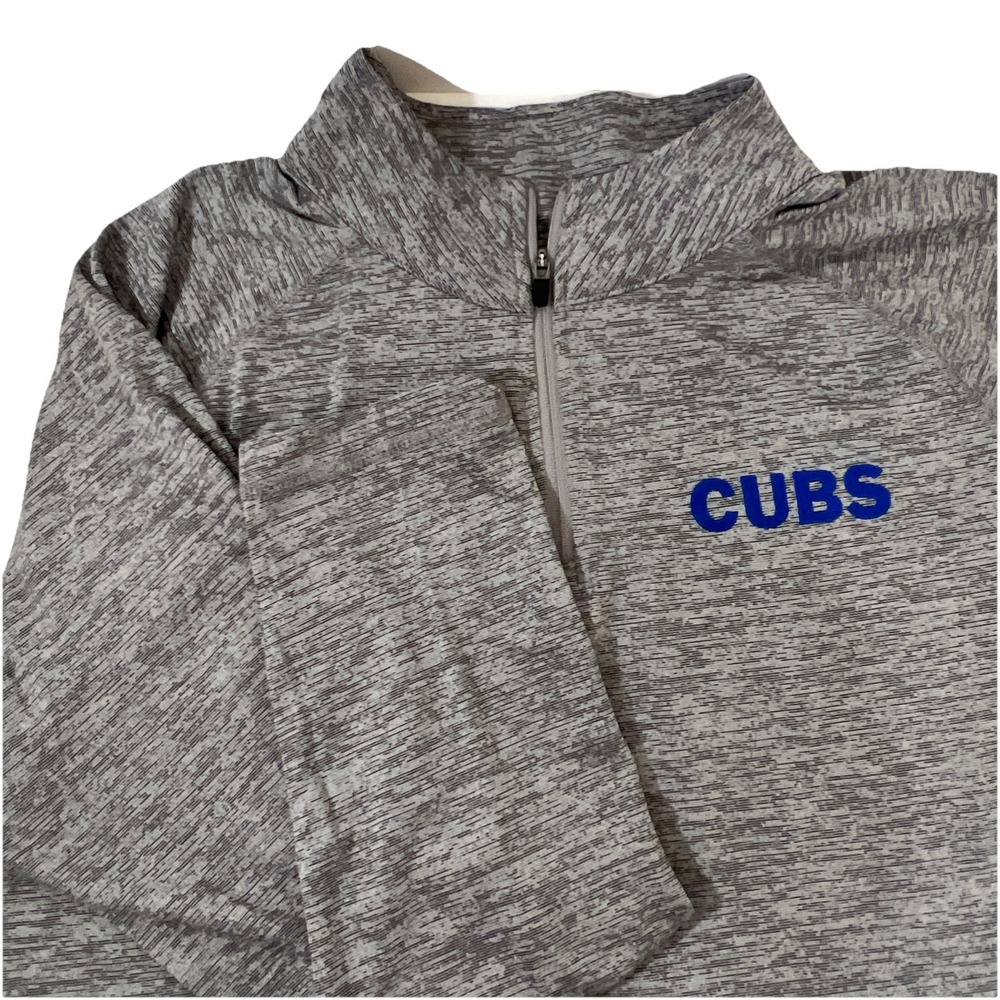 Chicago Cubs MLB‎  Gray Long Sleeve 1/4 Zip Stretch Top Size Large